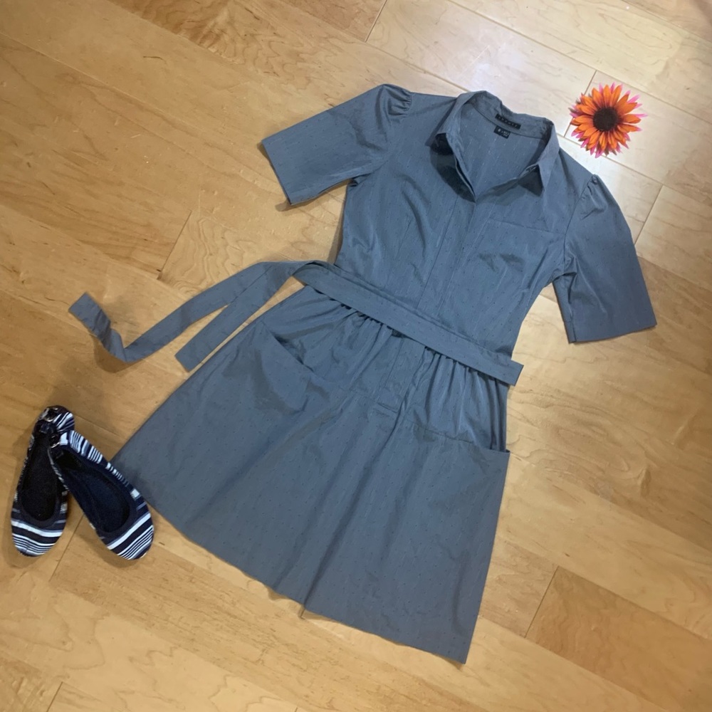 Theory Dress Gray Shirtdress short sleeve